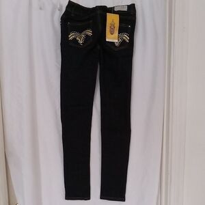 Elegant Black Embellished Women's Skinny Jeans